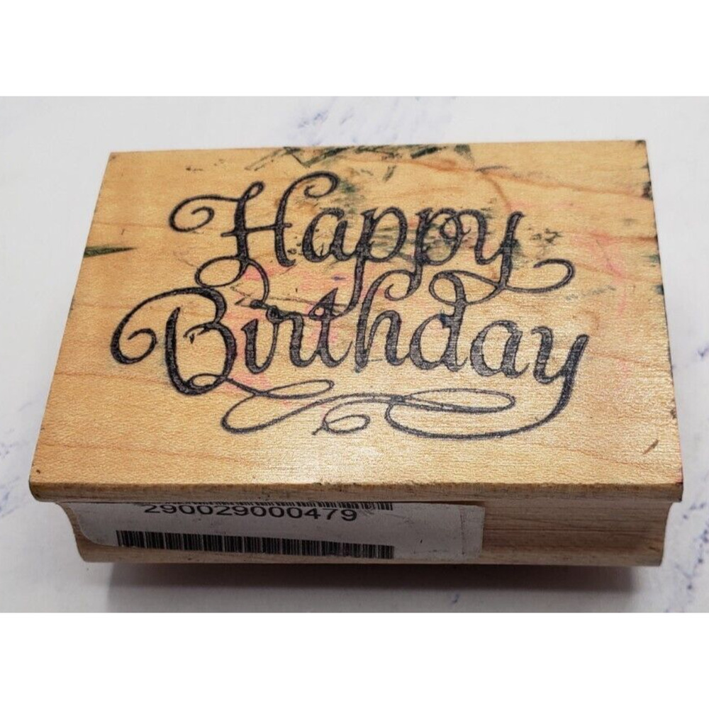 Great Impressions Fancy Happy Birthday E367 Wood Mounted Rubber Stamp